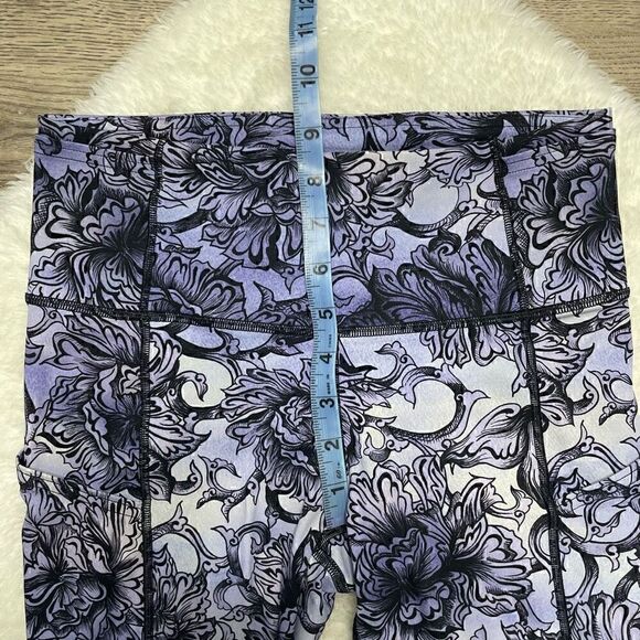 Lululemon Fast Free Hanakotoba Starlight Crop Purple Floral Leggings Sz 6 Run - Picture 10 of 11